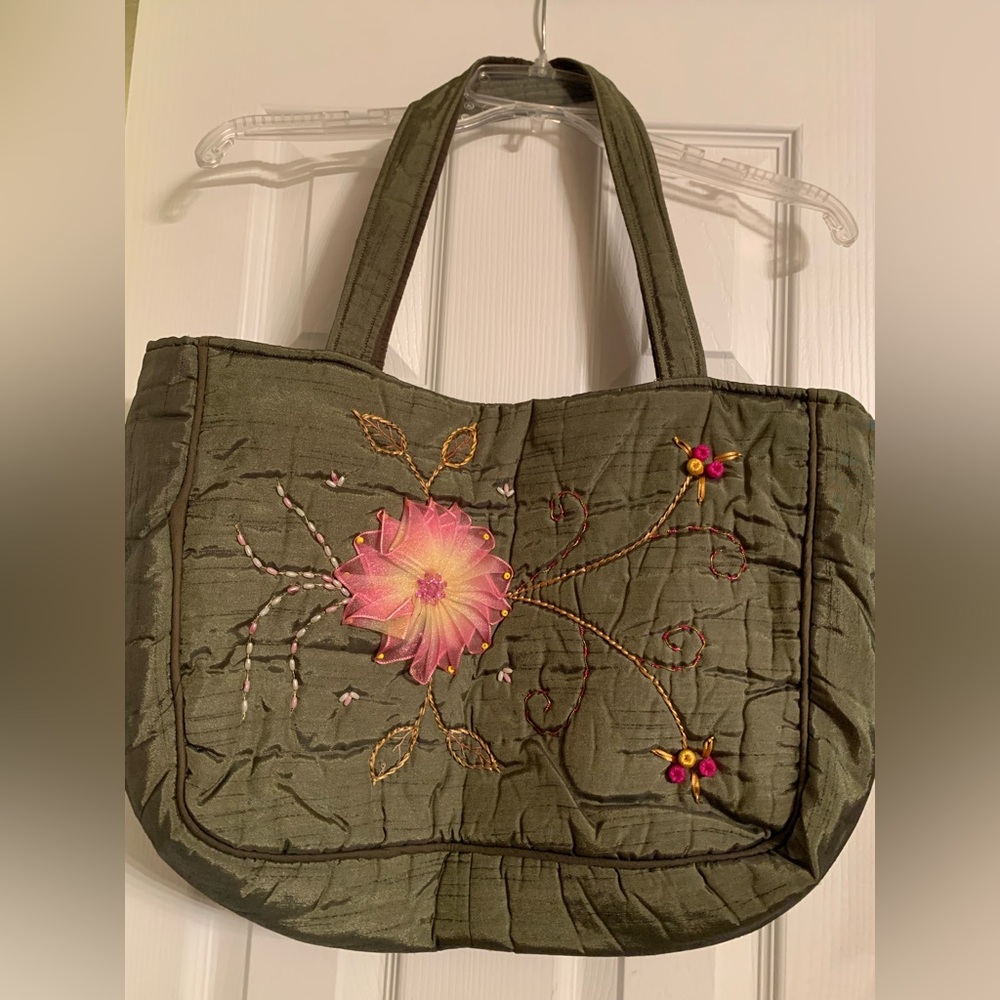 Green handmade shoulder bag